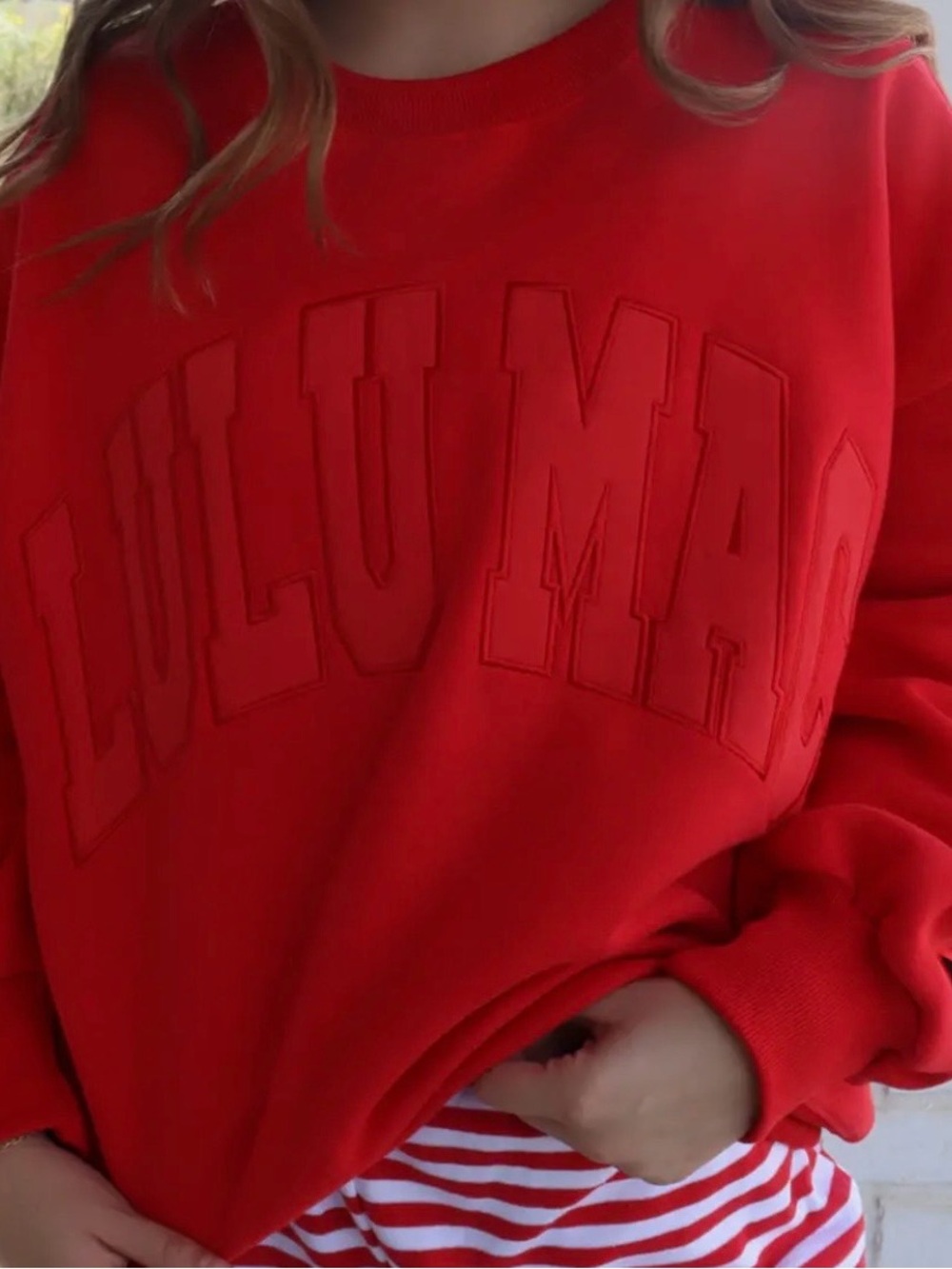 lululemon athletica Bold Red Embossed Logo Crew Sweatshirt